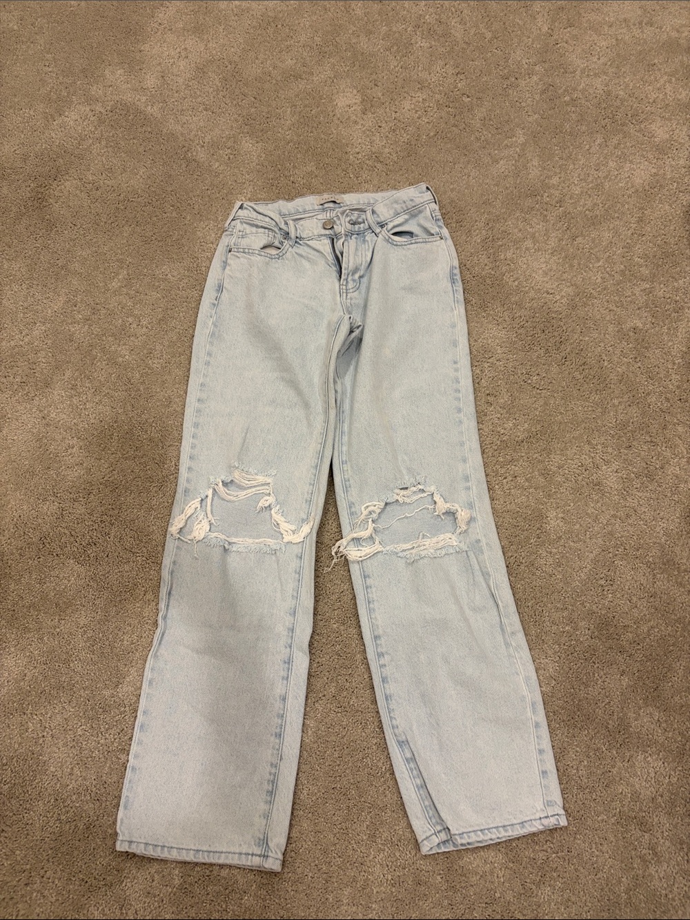 PacSun Light Blue Distressed Straight Leg Jeans